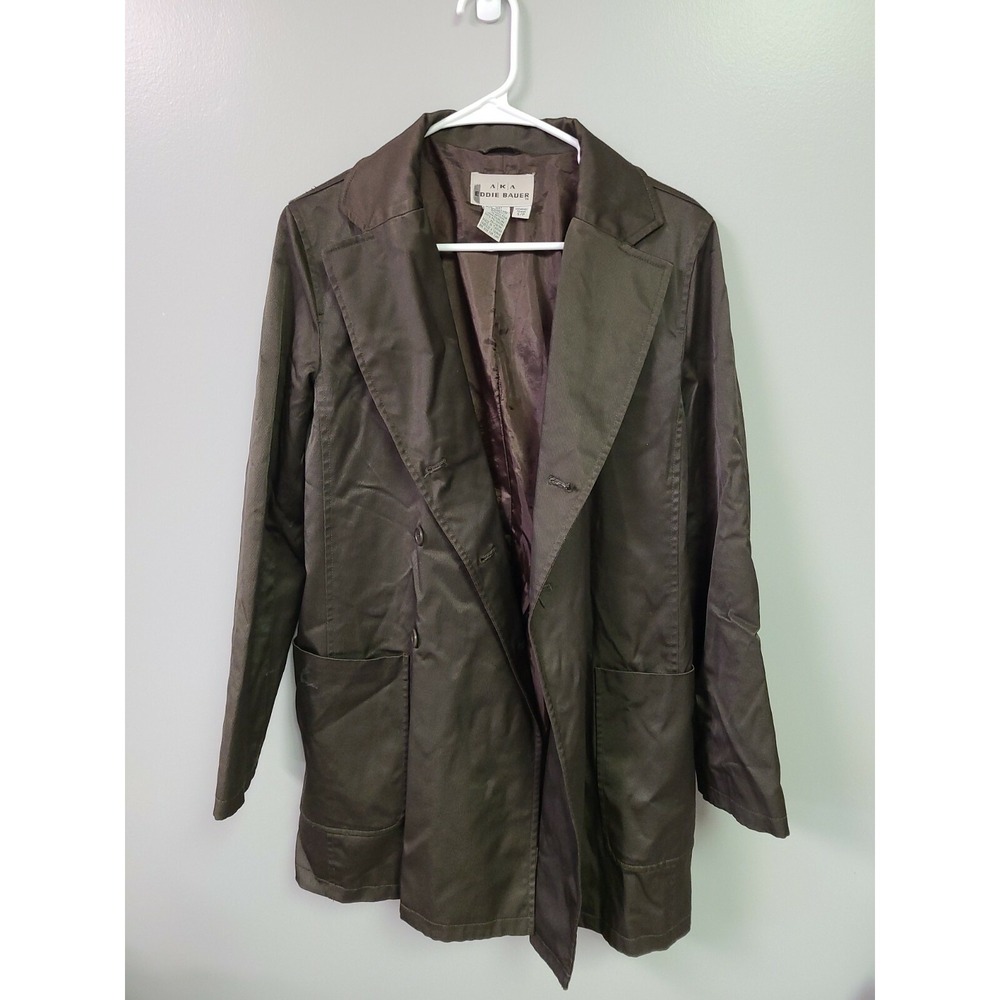 Eddie Bauer‎ womens  Brown Jacket Coat Long Size S/P Trench Business